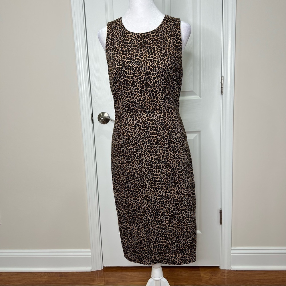 ! J. Crew Animal Print Black Brown Sleeveless Sheath Dress